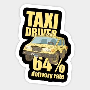 taxi driver. 64% delivery rate. Sticker